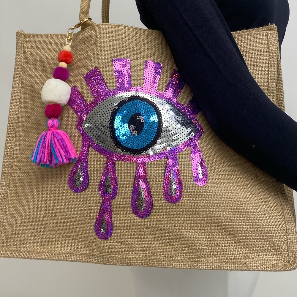 Evil eye beach tote bag